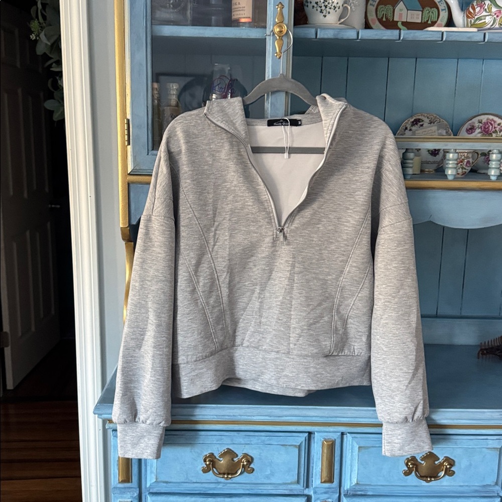 Cozy Gray Women's Half-Zip Sweater - Picture 3 of 6